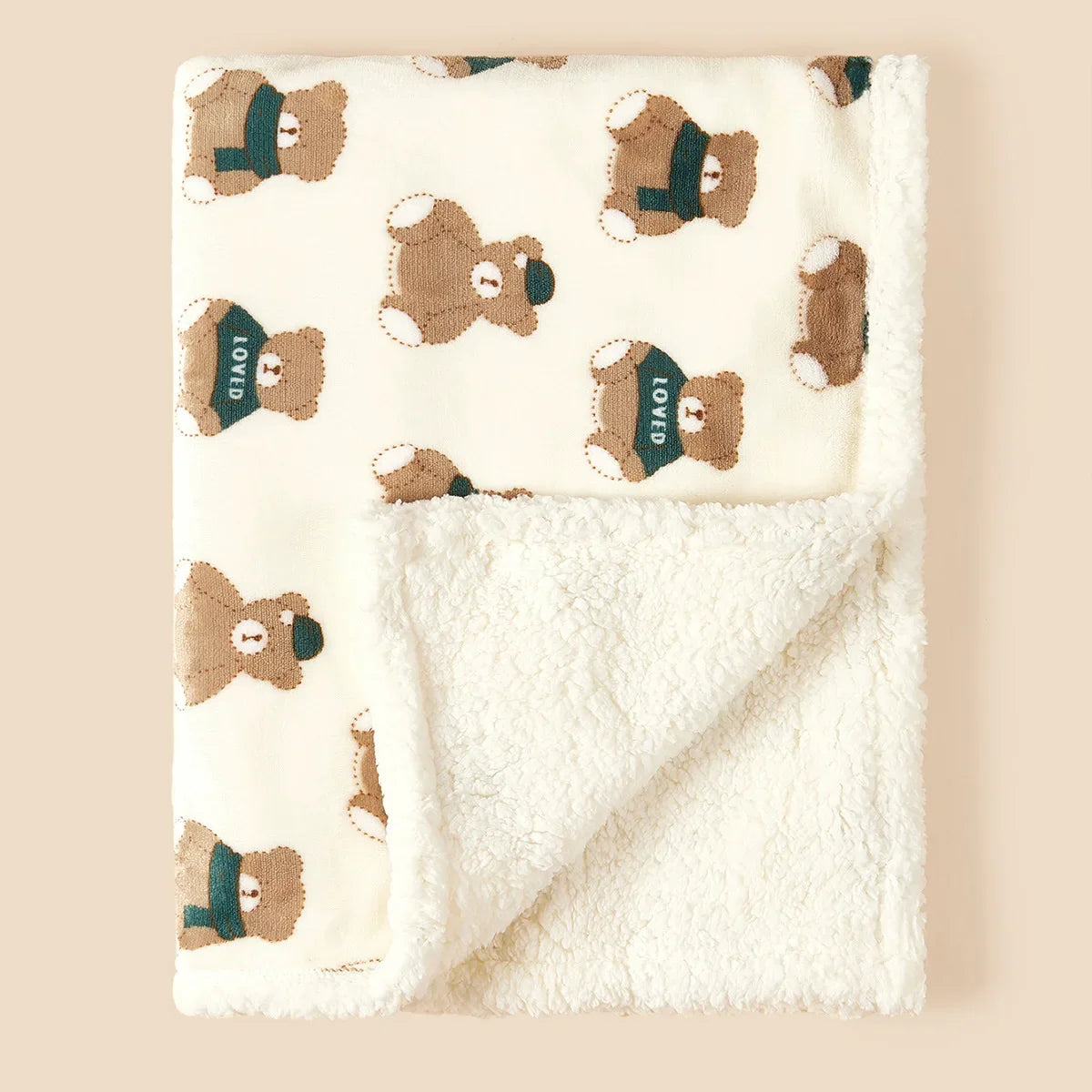 couverture bebe fluffy câlin ours vert
