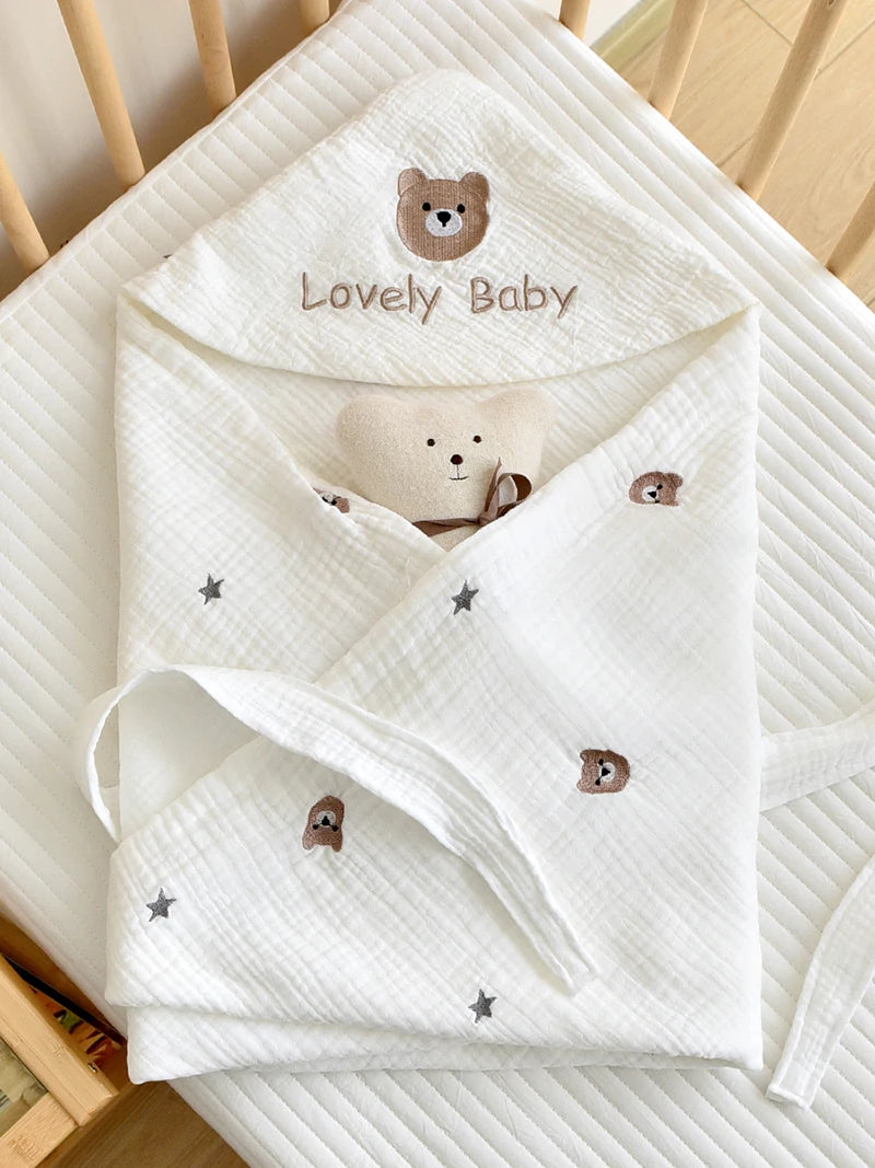couverture emmaillotage bebe tendernest ours blanc