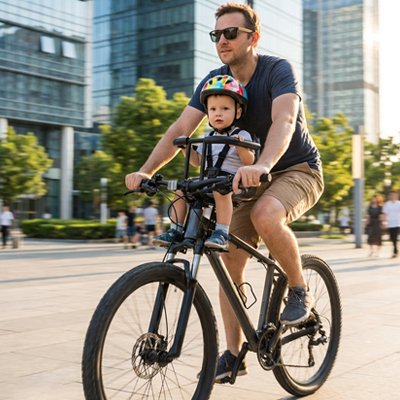 Porte bebe velo avec bébé dedans en promenade avec maman