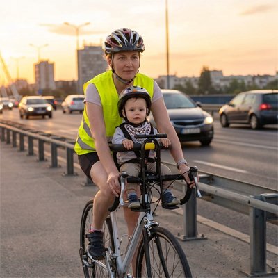 Porte bebe velo avant avec harnais de sécurité et dossier ergonomique rembourré